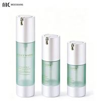 Flacon pompe sans air rechargeable PCR 20ml 30ml 50ml, vert givré, pour sérum, lotion, emballage cosmétique