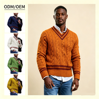 Pull en maille à rayures col en V pour homme, style preppy européen et américain, collection automne-hiver, mode ODM, vêtement transfrontalier