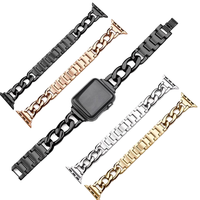 Bracelet en acier inoxydable pour femme, bracelet en métal élégant pour Apple Watch Series 10/9/8/7/SE/6/5/4/3/2/1