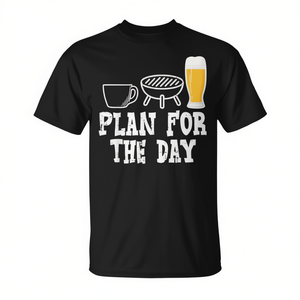 Camiseta Plan For The Day Coffee Bbq Grilling para hombre, cuello redondo, manga corta, adulto - Product Image 2