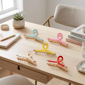 Pinces à cheveux créatives en forme de crayon pour femmes, barrettes à nœud papillon pour queue de cheval mi-haute, usage quotidien, en métal de haute qualité - Product Image 3