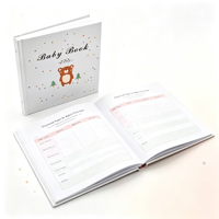 Livre de bébé relié rigide pour enregistrer la croissance, format A5, reliure parfaite, impression numérique offset personnalisée, coffret cartonné avec logo, estampage à chaud doré