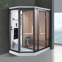 Sauna intérieur moderne de luxe en bois massif de pruche avec panneau de commande informatisé et salle de vapeur sèche combinée