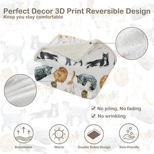 Đầy Màu sắc mèo lông cừu ném Chăn cho Ghế Ghế mờ Kitten in sang trọng <span class=keywords><strong>Sherpa</strong></span> Chăn Quà Tặng - Product Image 6