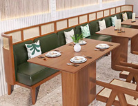 Canapé mural en osier pour café en bois massif, ensemble table et chaises pour restaurant occidental, hôtel, salon de thé