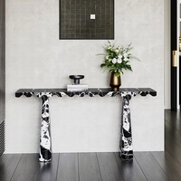 Décoration d'intérieur nordique, table console moderne minimaliste, grande table console en marbre antique, table console à ondes
