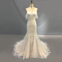TEENYEE Boho Chic sirène chapelle train queue de poisson robes de mariée robe de gala français tulle dentelle robe de soirée de mariage