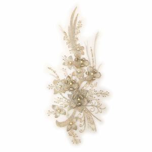 Paillettes poliestere 3 D ricamo tulle maglia perline di <span class=keywords><strong>pizzo</strong></span> motivo cucito Applique patch di perle per <span class=keywords><strong>abito</strong></span> da sposa da sposa artigianale - Product Image 4