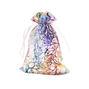 Özel Logo baskılı organze düğün hediye çantası güzellik organze çantalar takı kılıfı