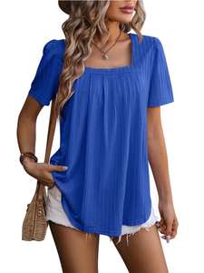 Camiseta de Verano de Manga Corta <span class=keywords><strong>para</strong></span> Mujer, Venta al por Mayor de Fábrica, Bordado Vintage, Talla Grande, 100% Algodón, Largo Medio, <span class=keywords><strong>para</strong></span> Actividades al Aire Libre - Product Image 4