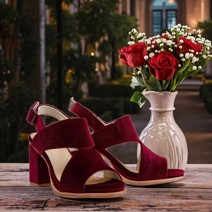 Sandali in velluto a punta aperta personalizzati <span class=keywords><strong>con</strong></span> tacco alto invernale in morbida pelle da esterno <span class=keywords><strong>con</strong></span> comodo tacco a blocchi stile Sexy - Product Image 3