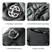 Sac à Dos Crossbody Mini Matelassé en Cuir Véritable pour Femme avec Cordon Rabat Convertible pour Voyages Quotidiens