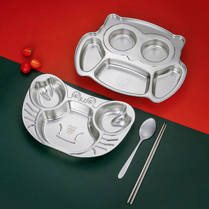304 Stainless Steel Cartoon Lunch Plate For Kids With Animal Design Childrens Dining Plate Fruit Vegetable Serving Tray - Product Image 3