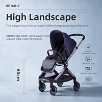 Poussette bébé portable à poignée réversible avec grand panier de rangement, système de voyage pliable multifonctionnel pour 0-3 ans