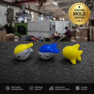 Ensemble <span class=keywords><strong>d</strong></span>'avions de dessin animé en plastique moulé par injection OEM, jaune et bleu, mini figurines de véhicules éducatifs pour enfants, couleurs vives, fournisseur <span class=keywords><strong>d</strong></span>'usine - Product Image 1