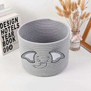 Cesta de Almacenamiento de Algodón para Bebés, Tejida con Cuerda, con Diseño de Elefante, para Organizar la Habitación - Product Image 1