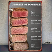 Plaque décorative murale vintage en métal « Guide de cuisson du steak », pour barbecue, viande, cuisine, restaurant, bar