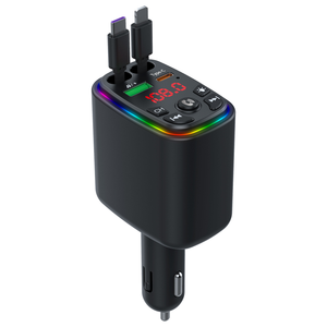 Chargeur de voiture rétractable 120W à charge rapide, lecteur MP3, émetteur <span class=keywords><strong>FM</strong></span> 4 en 1, adaptateur <span class=keywords><strong>Bluetooth</strong></span> pour voiture, pour <span class=keywords><strong>iPhone</strong></span>, émetteur <span class=keywords><strong>FM</strong></span> <span class=keywords><strong>Bluetooth</strong></span> pour voiture Y9 - Product Image 1