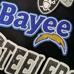 No Shedding After 50 Washes Classical Letters Custom Sequin Embroidery <b>Patches</b> Iron <b>on</b> <b>Sew</b> <b>On</b> <b>Patches</b> for Hoodies & Bags - Product Image 2