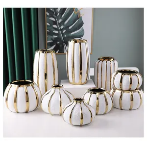 Naturix Select Luxury White and Gold Home Decor Ceramic Gold and White Vase for Flowers