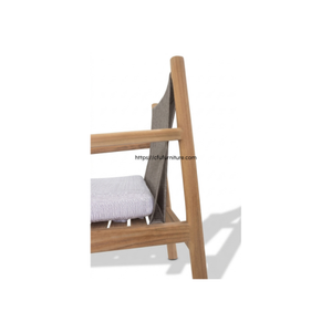 Chaise de salle à manger en teck massif Devora avec accoudoirs en corde tressée de manière complexe pour l'intérieur et l'extérieur - Product Image 5