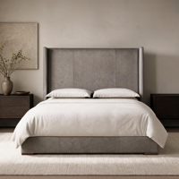 Maßgefertigtes Modernes Designer-Lederbett mit Massivholzunterbau für Wohnzimmer und Anpassbarer Stauraum unter dem Bett
