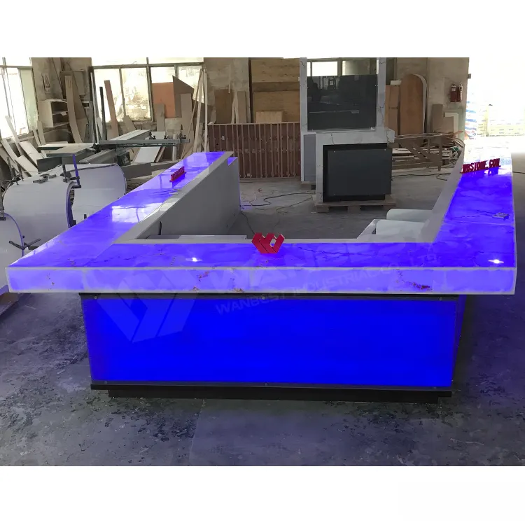 Bancone da bar in acrilico con luci colorate a LED per discoteca con piscina in acciaio inossidabile