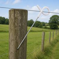 Gegalvaniseerde stalen varkensstaart-elektrische afrasteringspaal met geïsoleerde handgreep, lus en haak aan het uiteinde voor houten paal, veeteelt afrastering