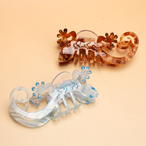 Pinza para el pelo de acetato de celulosa con diseño de Gecko, pintada con esmalte artesanal, estilo lagarto y tiburón, accesorios únicos para el cabello con forma de animales para mujer - Product Image 2