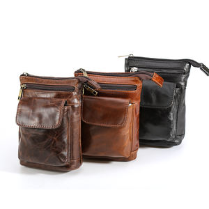 Tiding-Bolso pequeño de cuero genuino para hombre, bandolera pequeña de cuero genuino negro para hombro, cinturón de cintura para teléfono móvil - Product Image 6