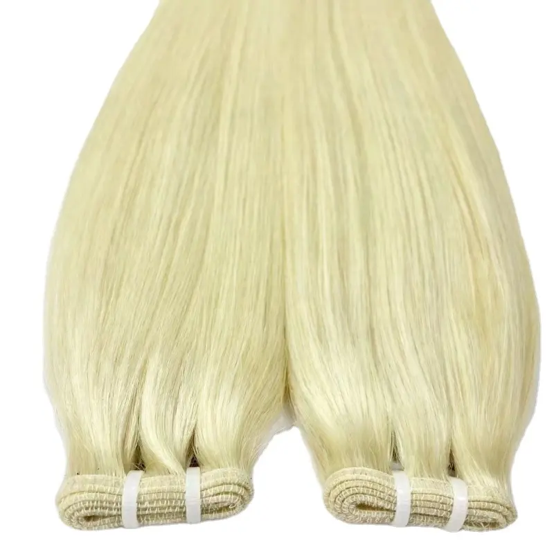 Good Quality Russian Hair Extensions Blonde Flat Ribbon Weft Double Drawn Flat Weft Remy Hair Extensions