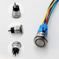 Saklar Tombol Tekan Langir Tahan Air IP67/IP65 3A 250V Momentary/Latching Berlampu 19mm