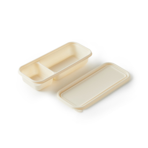 Boîte à lunch bento jetable biodégradable en amidon de maïs jaune à 4 compartiments, écologique, pour les fêtes, à emporter - Product Image 4