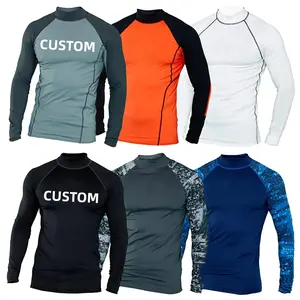 Roupas de surf personalizadas para homens, roupas de proteção solar UV, roupas de mergulho de manga comprida, camisas de compressão de secagem rápida