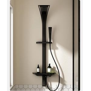 Juego de ducha de pared tipo esquina, gris plomizo cromado, duradero, con estante, tamaño personalizado para baño, inodoro, uso doméstico - Product Image 2