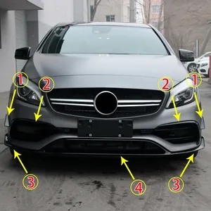 Lèvre de pare-chocs avant pour Mercedes Classe A W176 A45 2016-2018 pour kits carrosserie AMG Wind Knife et grille de feux antibrouillard - Product Image 2
