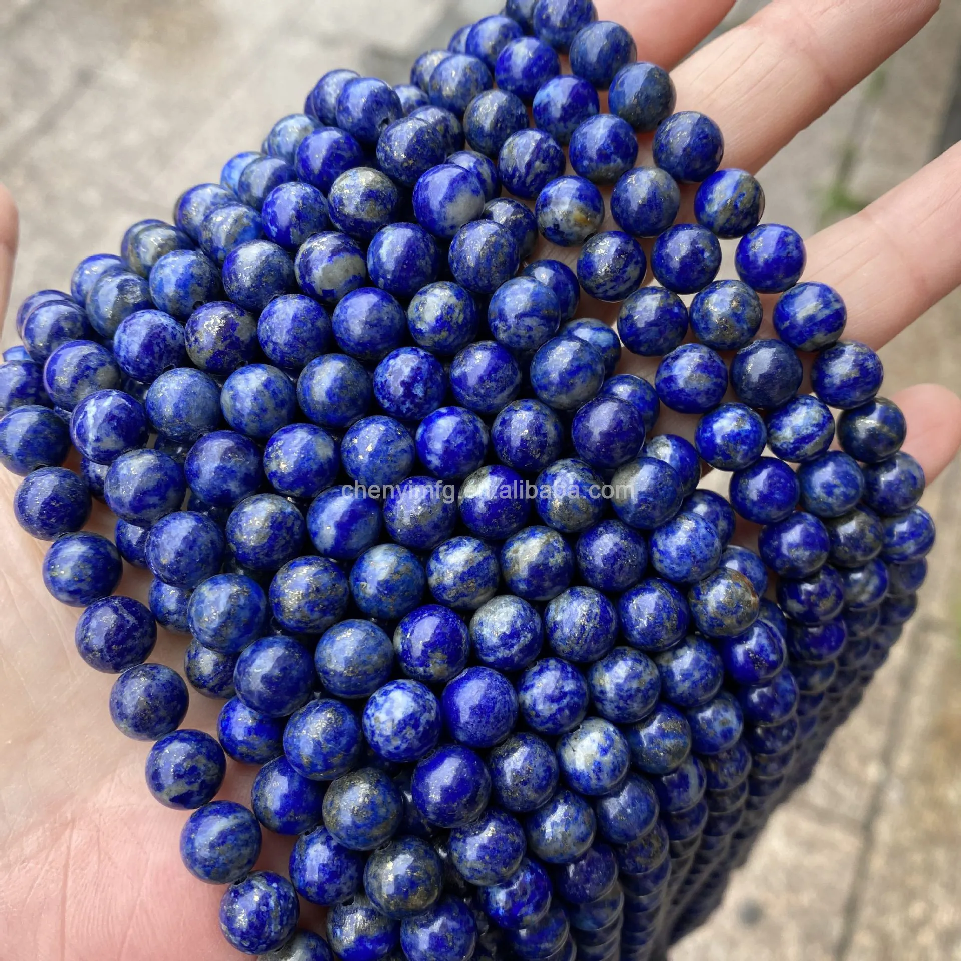 Grosir batu permata alami Lapis bulat longgar batu gelang perhiasan manik-manik kristal untuk membuat perhiasan