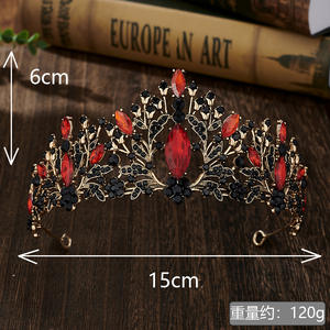 Kleurrijke Diamant Bruids Kroon Tiara Vintage Gouden Bruiloft Vorm Legering Bruiloft Kroon - Product Image 2