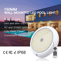 Luces LED para Piscina de Resina y Acero Inoxidable 316SS, IP68 Impermeables, AC12V 18W, Extra Planas, Montaje en Superficie, Control Remoto