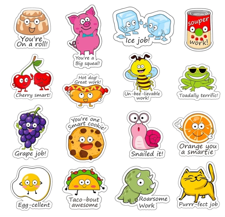 Teacher School Punny Rewards Stickers Motivational
