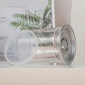 Bán buôn <span class=keywords><strong>Pop</strong></span> <span class=keywords><strong>Top</strong></span> lon nhựa trong suốt rỗng lọ cuối bao bì cá ngừ Pet lon cho thực phẩm đóng hộp với kéo vòng Nắp - Product Image 1