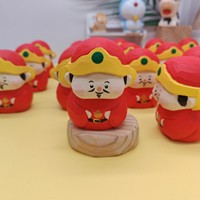 Figurine du Dieu de la Richesse en Bois Rustique, Faite à la Main, Décoration Créative et Mignonne, Cadeau de Bénédiction de Chine, Bienvenue au Dieu de la Richesse