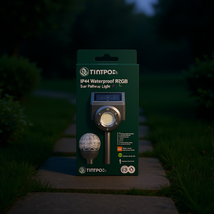 TINTPO3 <b>Solar</b> Pathway <b>Light</b> IP44 Waterproof RGB LED Garden Outdoor Lighting 3Pcs <b>Color</b> <b>Changing</b> Walkway Yard Decoration - Product Image 2