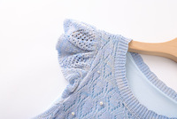 Robe Courte Tricotée Slim Ajustée pour Femme, Été 2026, Couleur Unie Vive, Col Rond, Sans Manches, Ourlet à Volants, Découpes et Perles