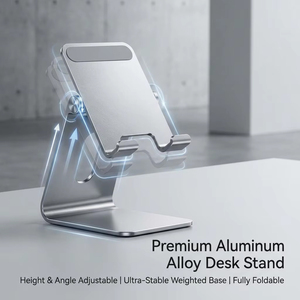 LP893 Folding Mobile Phone Holder Anti Slip Adjustable Aluminum <b>Tablet</b> Desk Holder <b>Stand</b> Compatible for iPad iPhone - Product Image 1