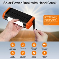 Banco de Energía Solar con Carga Manual por Manivela, Cargador de Alta Capacidad de 66800mAh, Carga Rápida para Teléfono Móvil, Incluye Linterna