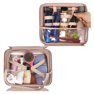 Free Sample Custom Pu Leather Travel Pink Cosmetics <b>Bag</b> Wash <b>Bag</b> Portable <b>Large</b> Waterproof Hanging <b>Makeup</b> Toiletry <b>Bag</b> - Product Image 5