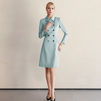 Robes élégantes à double boutonnage pour femmes col structuré fabricant de vêtements tenues d'affaires originales ODM OEM