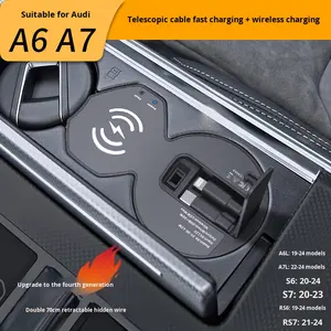 Caricatore Wireless Magnetico per <span class=keywords><strong>Audi</strong></span> Nuova A6L/A7L, Stazione di Ricarica Rapida Modificata per Accendisigari Centrale - Product Image 5