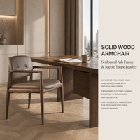 Chaise de salle à manger italienne haut de gamme minimaliste moderne design nordique véritable accoudoir en cuir de vache blanc frêne bois massif MDF contreplaqué haut